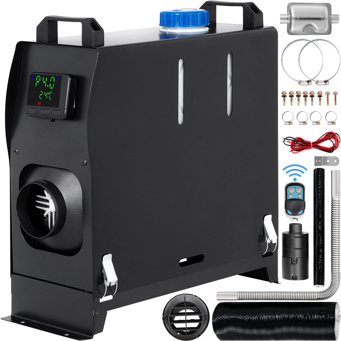 Incalzitor stationar, sirocou 12V, Incalzitor aer pe motorina, 8KW,cu Telecomanda, Negru