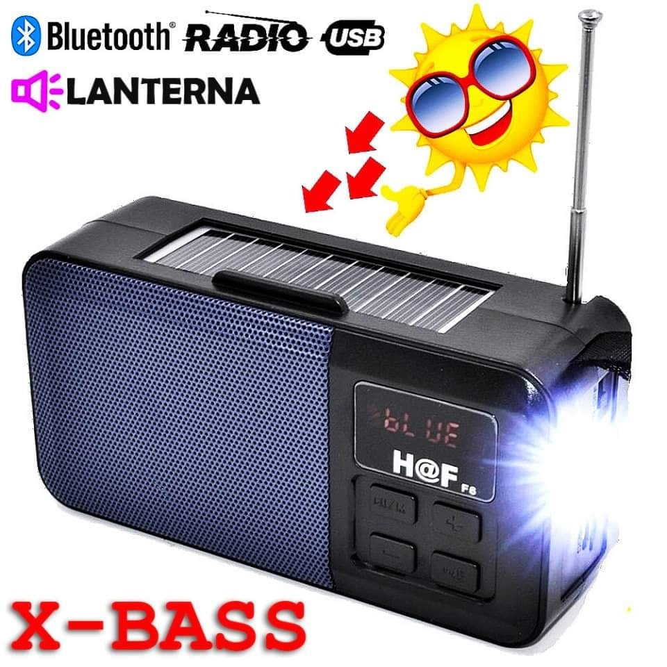 Boxa portabila, Radio portabil , Incarcare solara, Bluetooth, Lanterna, USB, Card, AUX, Negru radio pescuit cort