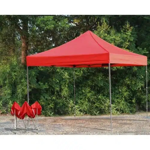 Cort Pavilion 3x3m Pliabil Rosu , Cadru Metal, Sistem Tip Acordeon, Impermeabil - Montare Rapida