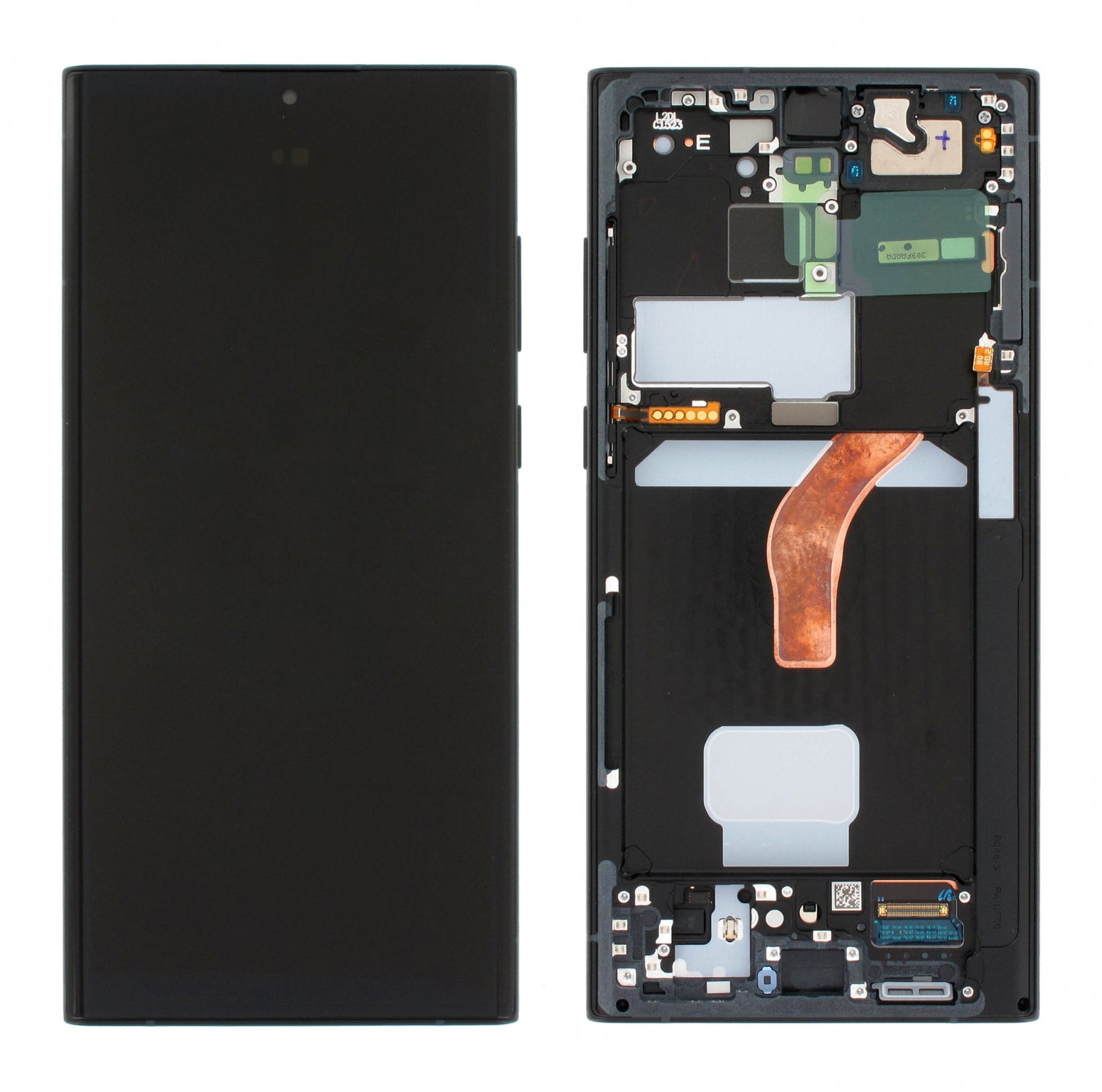 Display Samsung Galaxy S22 Ultra S908 cu rama, Black Graphite Sky Blue Red) (rama Negru MAT)