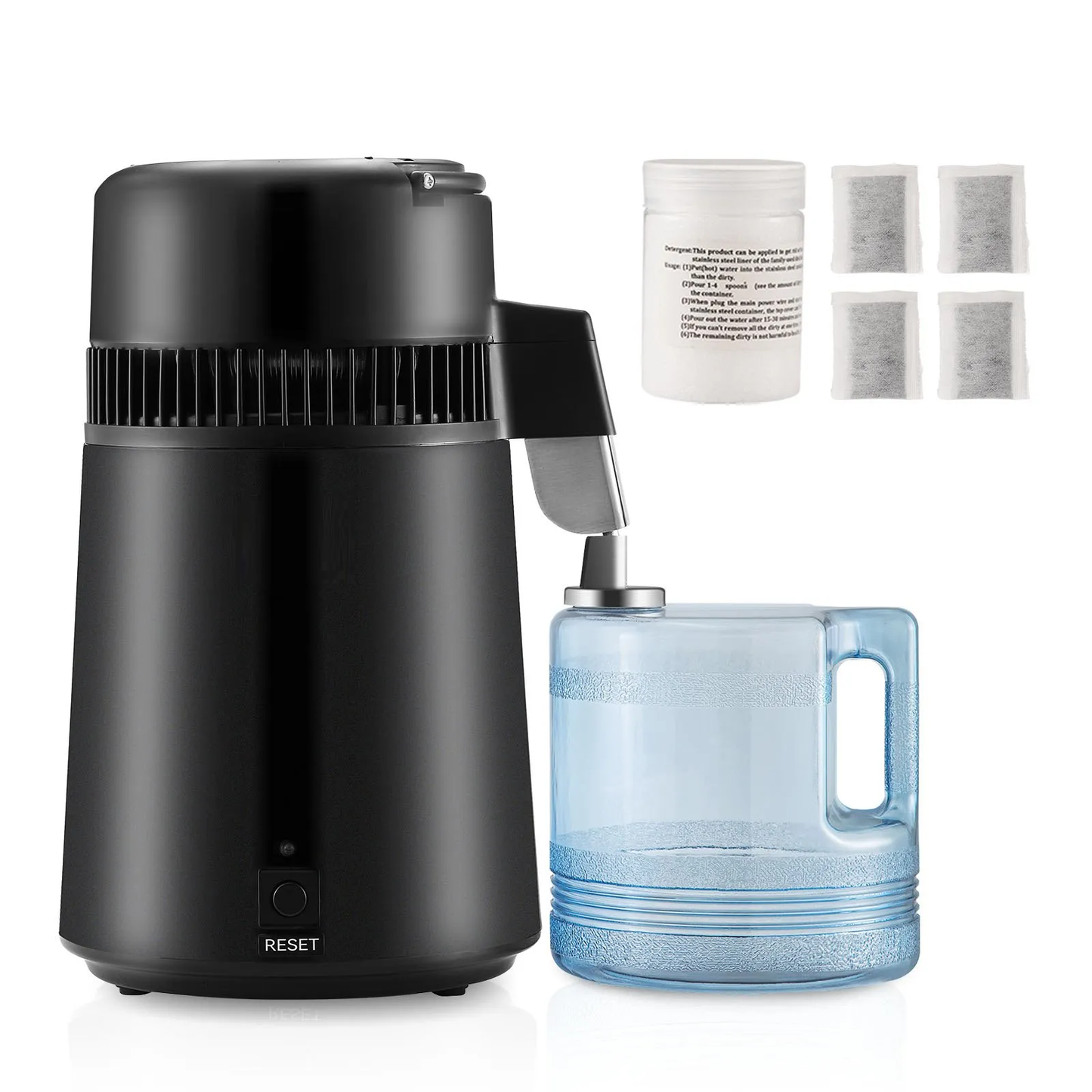 Distilator de Apă 4L 750W cu Recipient și Rezervor din Inox - Purificator de Apă pentru Acasă și Laborator