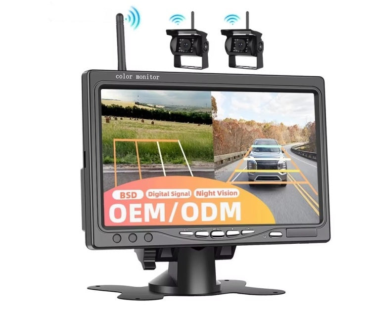 Kit 2 camere marsalier cu monitor wireless, 7inch, night vision BSD pentru TIR, Camion, Dubă și Utilaje