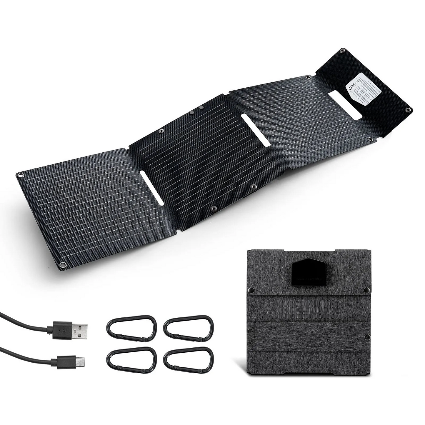 Panou Solar Portabil 30W Pliabil, Incarcator USB Type-C QC3.0, Eficienta 24%, pentru Camping si Telefon, pescuit