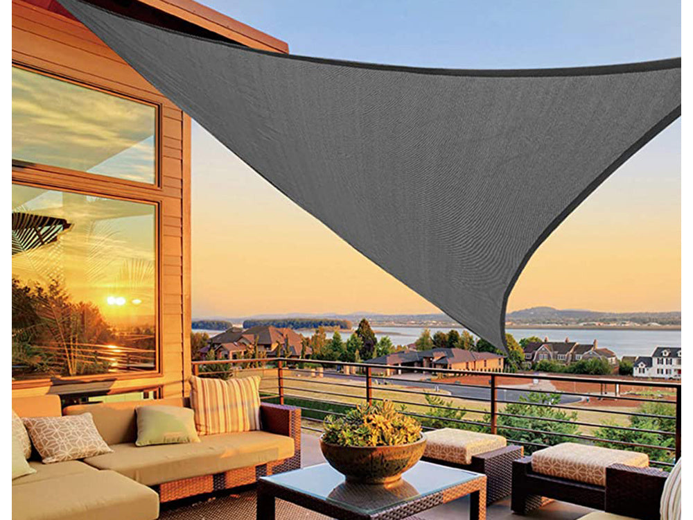 Panza de Umbrire Triunghiulara 3x3x3m Impermeabila Copertina Solara pentru Gradina, Terasa, Curte si Camping , Gri