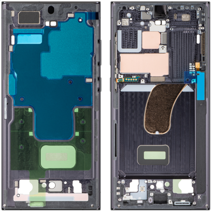 Rama Carcasa Mijloc, ecran Samsung Galaxy S23 Ultra, Original Service Pack, Negru Phantom Black