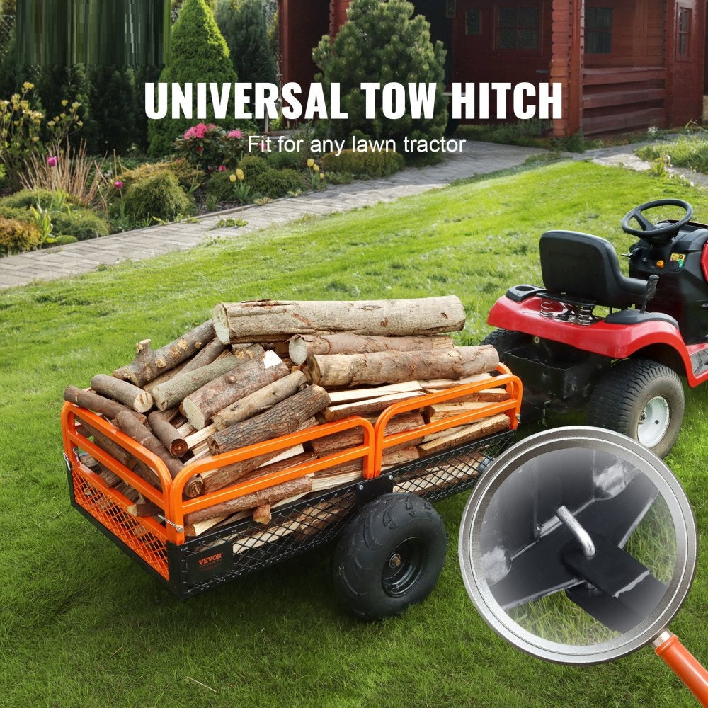 Remorcă Basculabilă Heavy Duty 680 kg pentru Tractor de Tuns Gazon, ATV și UTV - 0,43 m³, Oțel, Obloane Detașabile