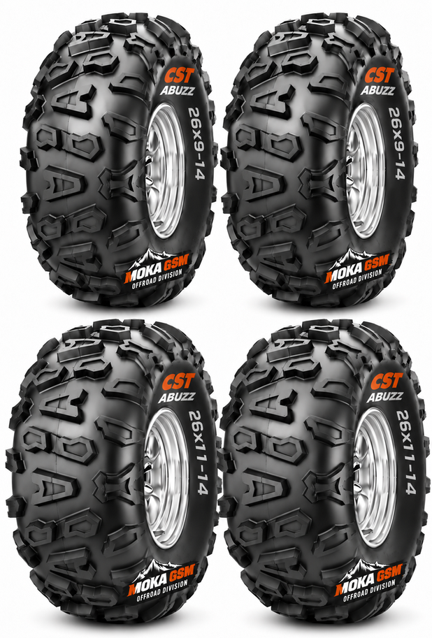 Set 4 anvelope ATV CST Abuzz 26x9-14 + 26x11-14 - Cauciucuri față și spate, R14