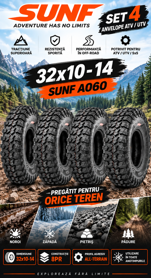 Set 4 Anvelope ATV UTV 32x10-14 8PR - Noroi, Off-Road, SUNF A060, 32x10r15