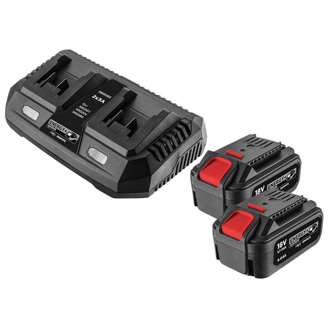 Set 2x Acumulator 4Ah cu Incarcator dublu GRAPHITE