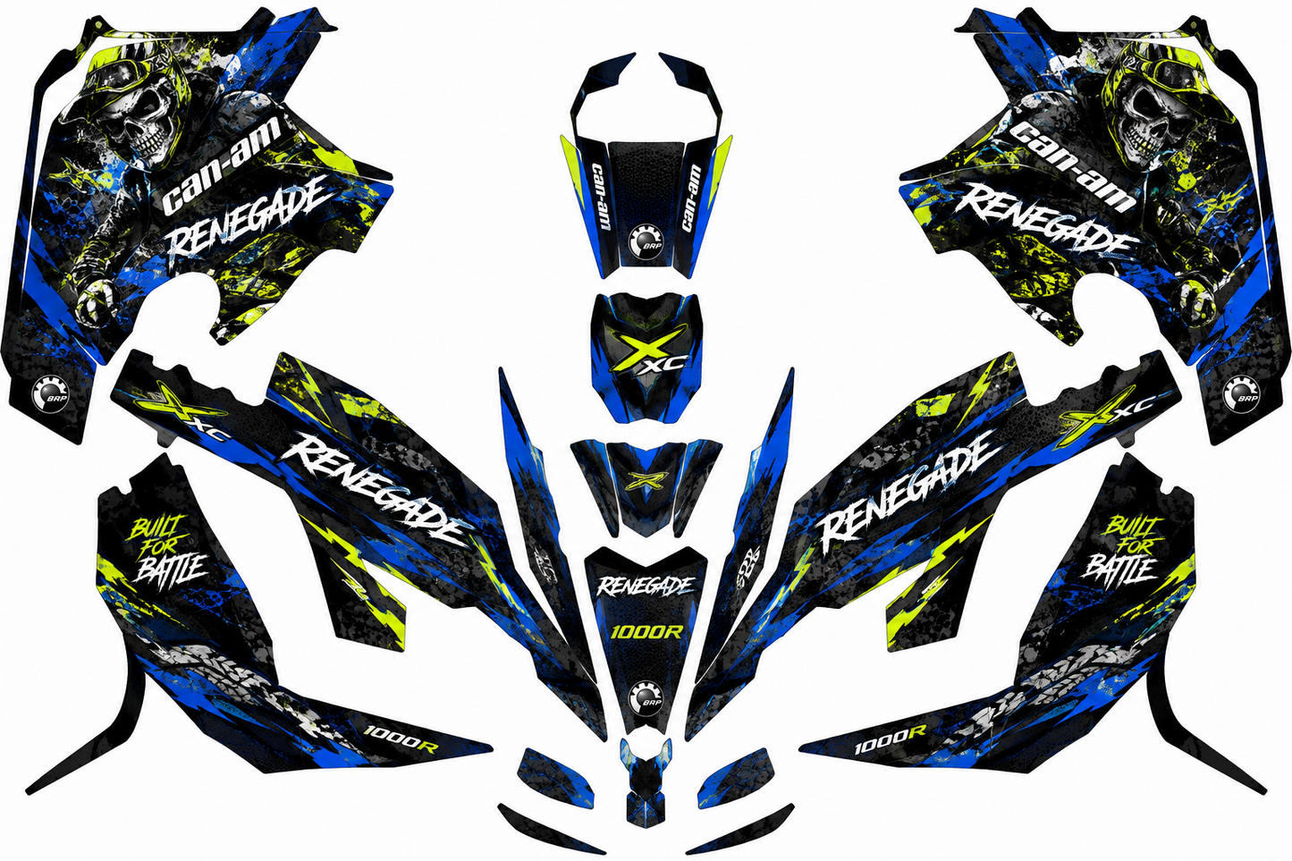 Kit Colant ATV Can-Am Renegade 1000R - Stickere Predecupate, Colant Laminat Premium, Albastru-Negru