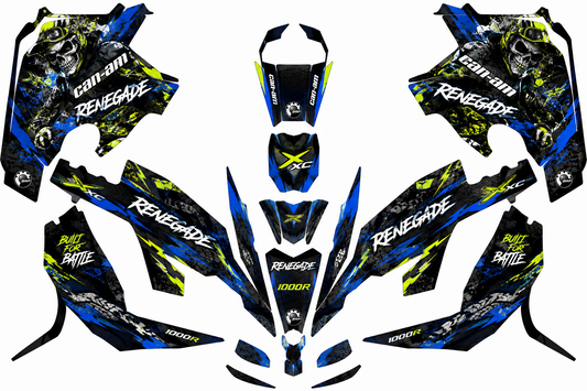 Kit Colant ATV Can-Am Renegade 1000R - Stickere Predecupate, Colant Laminat Premium, Albastru-Negru