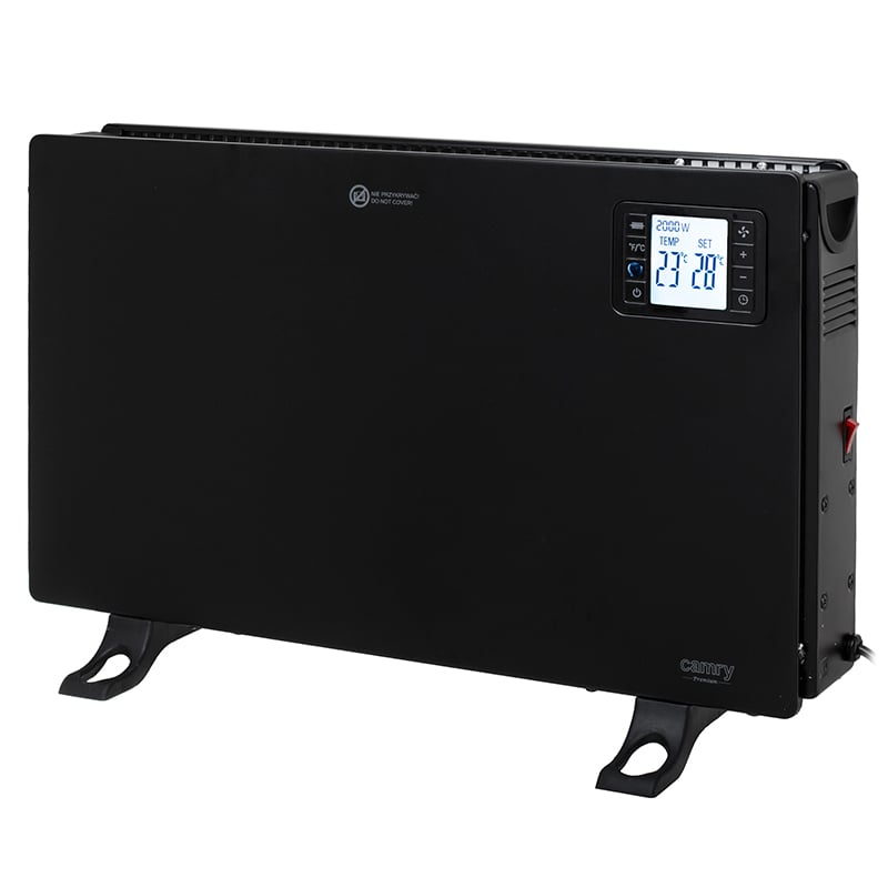 Calorifer Convector electric 2000W cu telecomandă, termostat digital, LCD și ventilator Turbo, negru