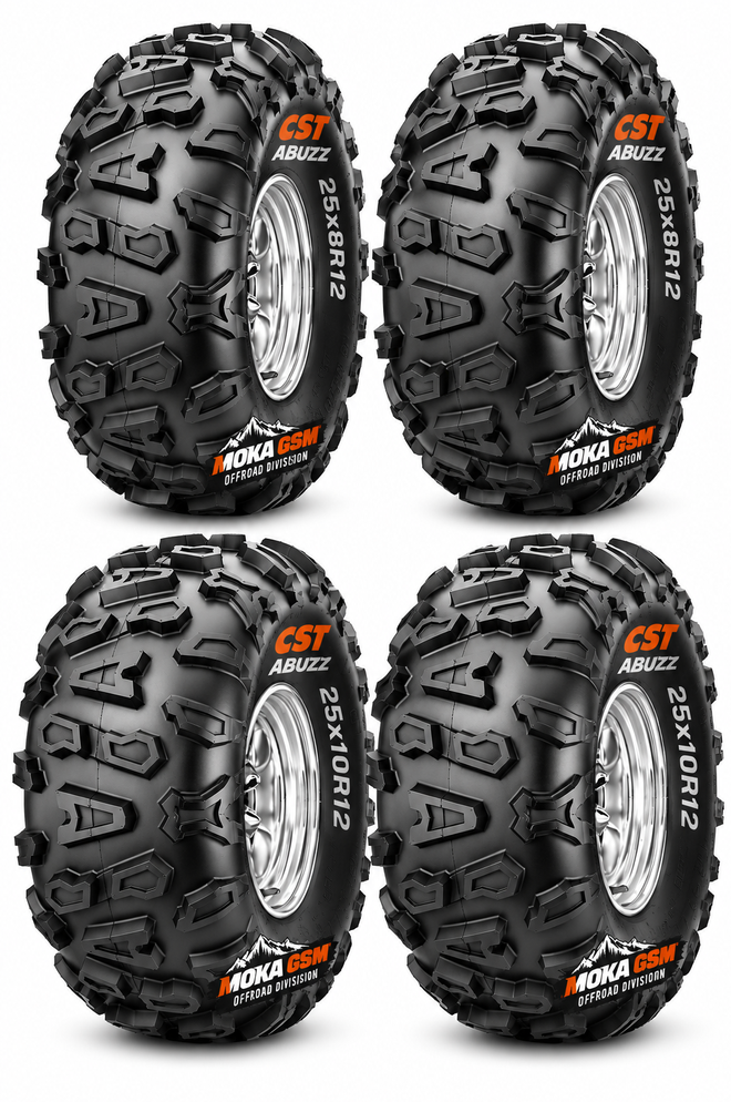 Set 4 Anvelope ATV CST Abuzz 25x8R12 + 25x10R12 - Cauciucuri ATV Față + Spate