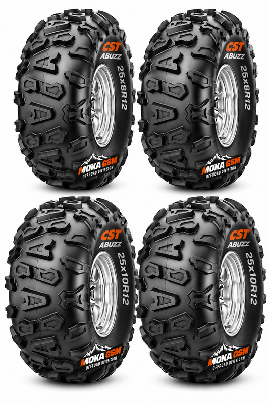 Set 4 Anvelope ATV CST Abuzz 25x8R12 + 25x10R12 - Cauciucuri ATV Față + Spate