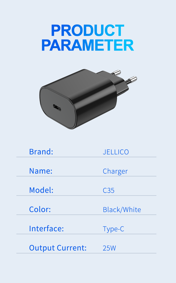 Incarcator cu cablu Type C PD 25W, C35, Black QC3.0