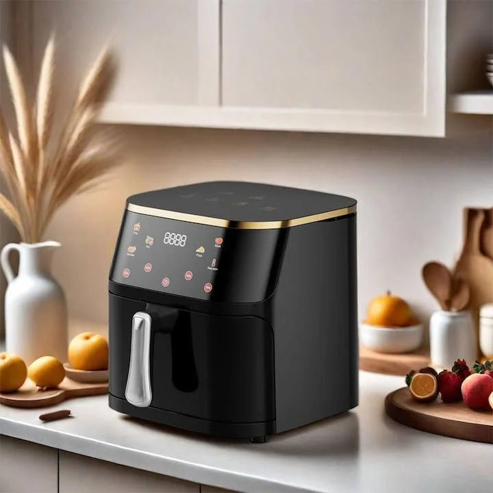 Friteuza cu aer cald 10L, XXL Digital Air Fryer, Gatire fara ulei, 2400 W, 6 programe presetate, Afisaj digital, Negru