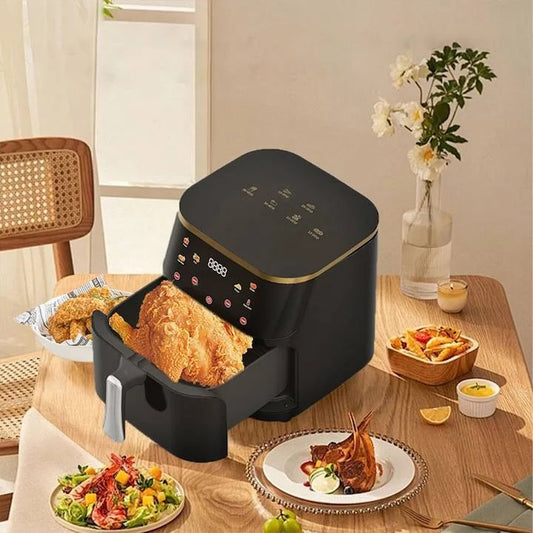 Friteuza cu aer cald 10L, XXL Digital Air Fryer, Gatire fara ulei, 2400 W, 6 programe presetate, Afisaj digital, Negru