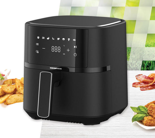 Friteuza cu aer cald Heinner HAF-B4BK1500, 1500w, capacitate cos 4l, termostat reglabil 80-200 grade display digital, Negru - HEINNER