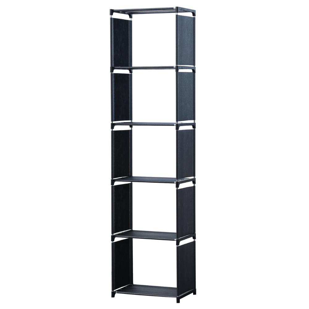 Raft multifuncțional cu 8 straturi și suport de depozitare (85x125cm) - negru