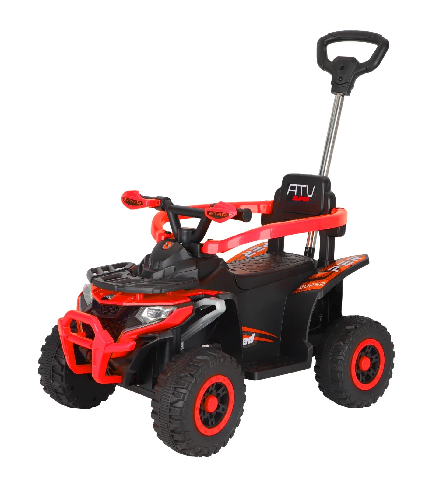 ATV electric copii 4 in 1 cu maner 6V 35W, telecomanda, mini quad electric, rosu