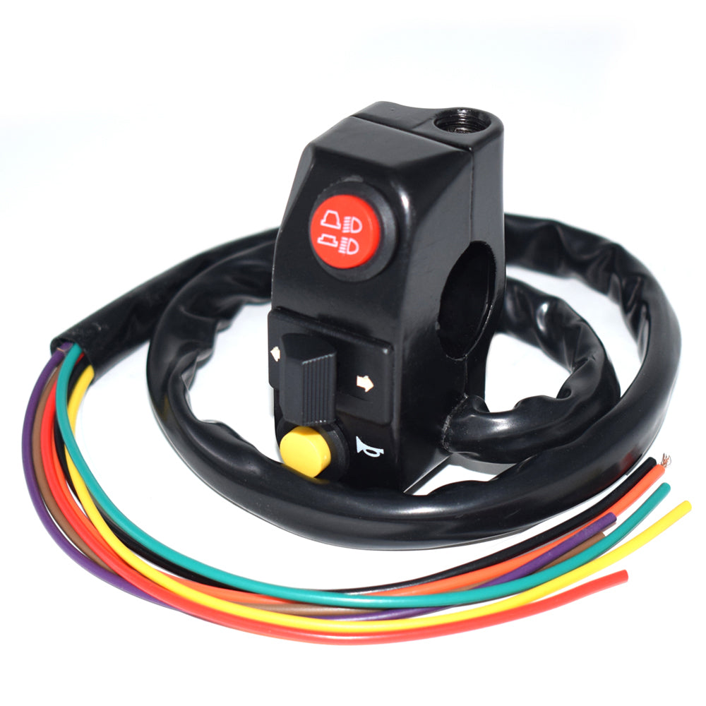 Bloc Lumini și Semnalizare ATV Universal 22mm, buton semnalizare - Comandă Ghidon Multifuncțională cu Claxon și Fază Lungă Scurtă