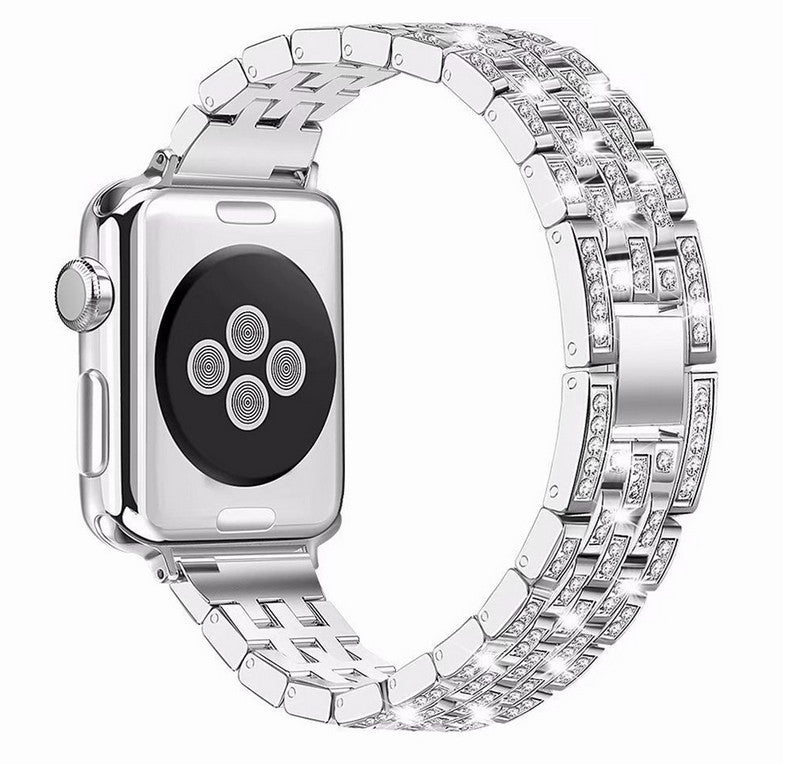 Bratara Apple Watch 3 Watch 4 38 40mm, crystal diamond strap silver