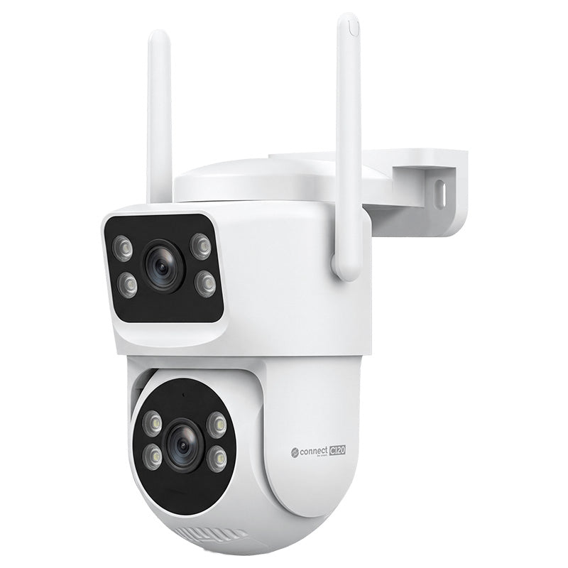 Cameră Supraveghere WiFi Exterior KrugerMatz Connect C120, Duală 4+4MP, 360 , Tuya, IP66, Vedere Nocturnă