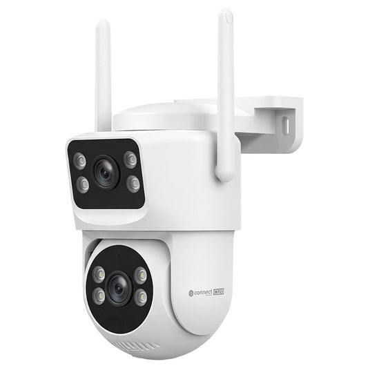 Cameră Supraveghere WiFi Exterior KrugerMatz Connect C120, Duală 4+4MP, 360 , Tuya, IP66, Vedere Nocturnă