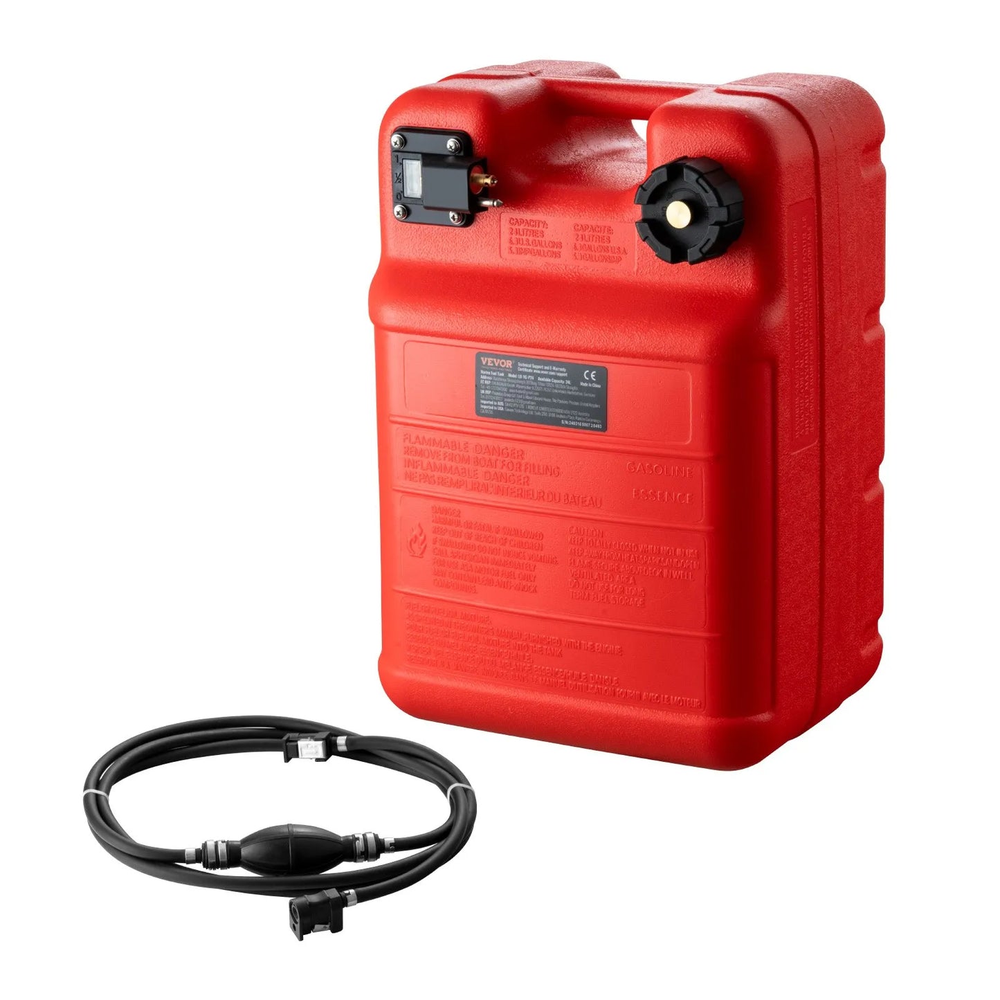 Canistra benzinaRezervor marin , rezervor portabil marin de 24 litri, rezervor de transfer pentru barca outboard cu furtun de 9,8 ft, manometru pentru