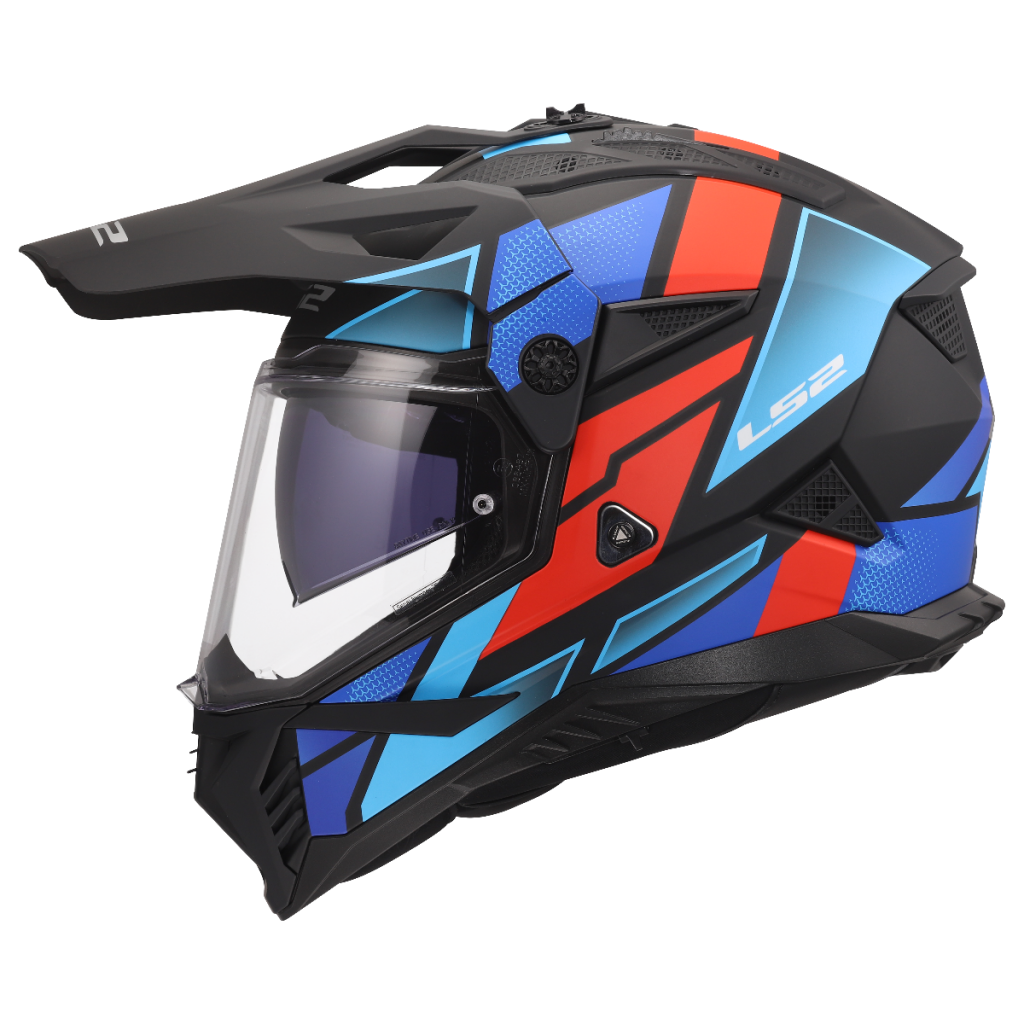 Cască Moto Adventure LS2 MX702 Pioneer II Block Black Red Blue ECE 22.06