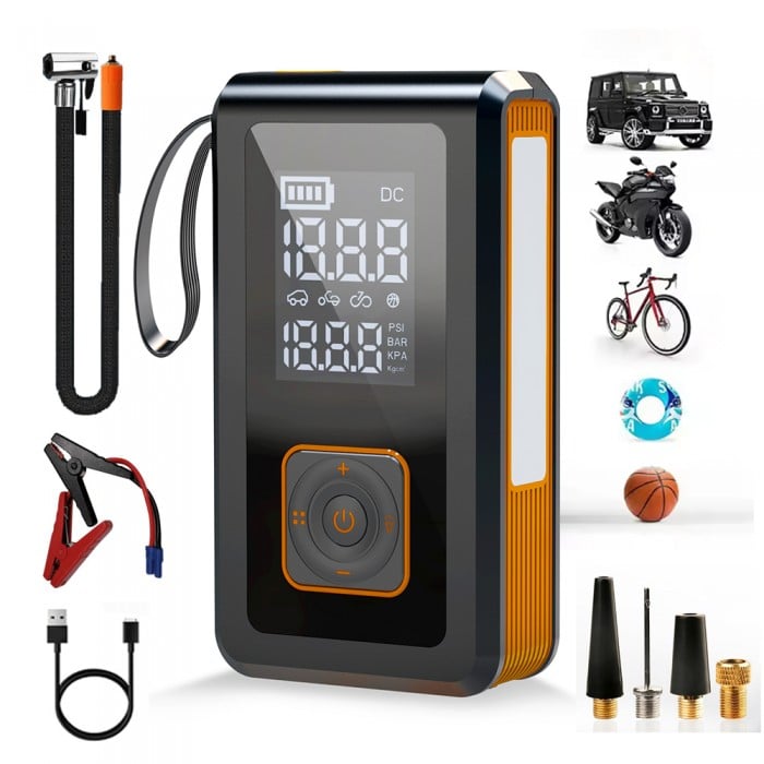 Compresor Auto pe baterie, Starter auto, Lanterna iHunt Survival AUTO KIT 7-in-1   ATV   UTV   Sidebyside   Canam   Polaris   CF Moto   Segway   Can
