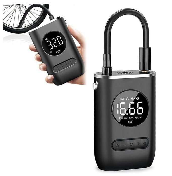 Compresor auto portabil cu acumulator 4000mAh, 150 PSI, afișaj digital și oprire automată
