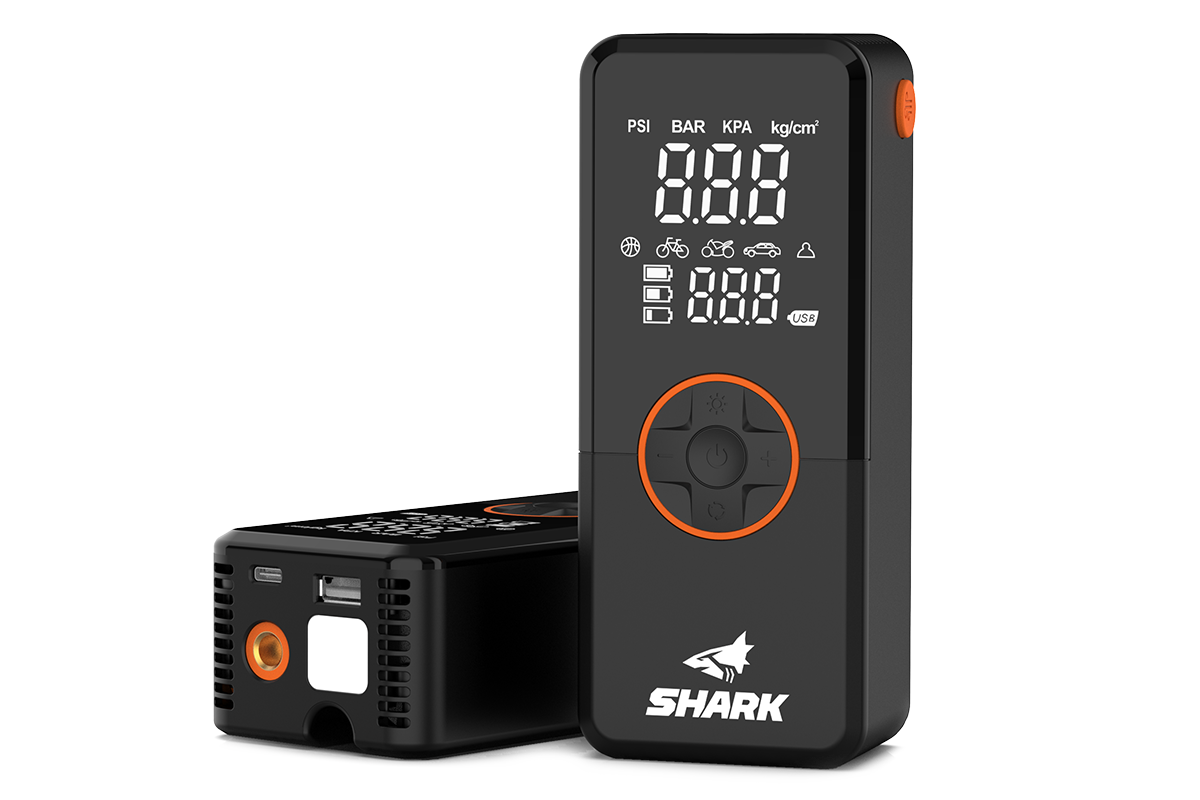 Compresor Auto Portabil Shark BP-150 cu Acumulator, 150 PSI, Power Bank și Lanternă LED