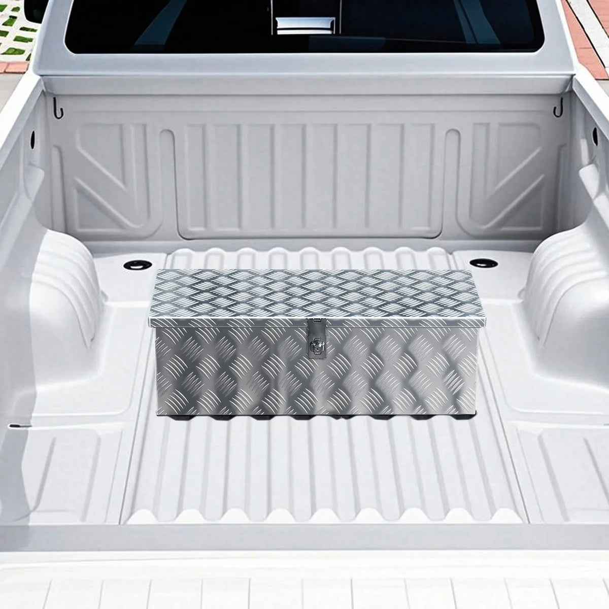 Cutie scule aluminiu pentru remorcă și pickup, 76 cm, cu încuietoare, cutie bena pickup