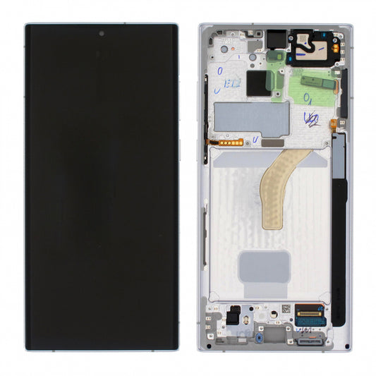 Display Samsung Galaxy S22 Ultra S908 cu rama silver , White