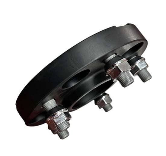 Distantier Janta Auto 20mm 5x114.3, 66.1-66.1, Prindere Dubla M12x1.25, Aluminiu Forjat, Negru