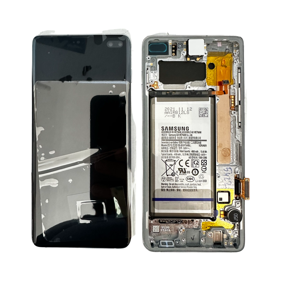Ecran Display Samsung S10 Plus cu BATERIE G975 White Alb GH82-18834B