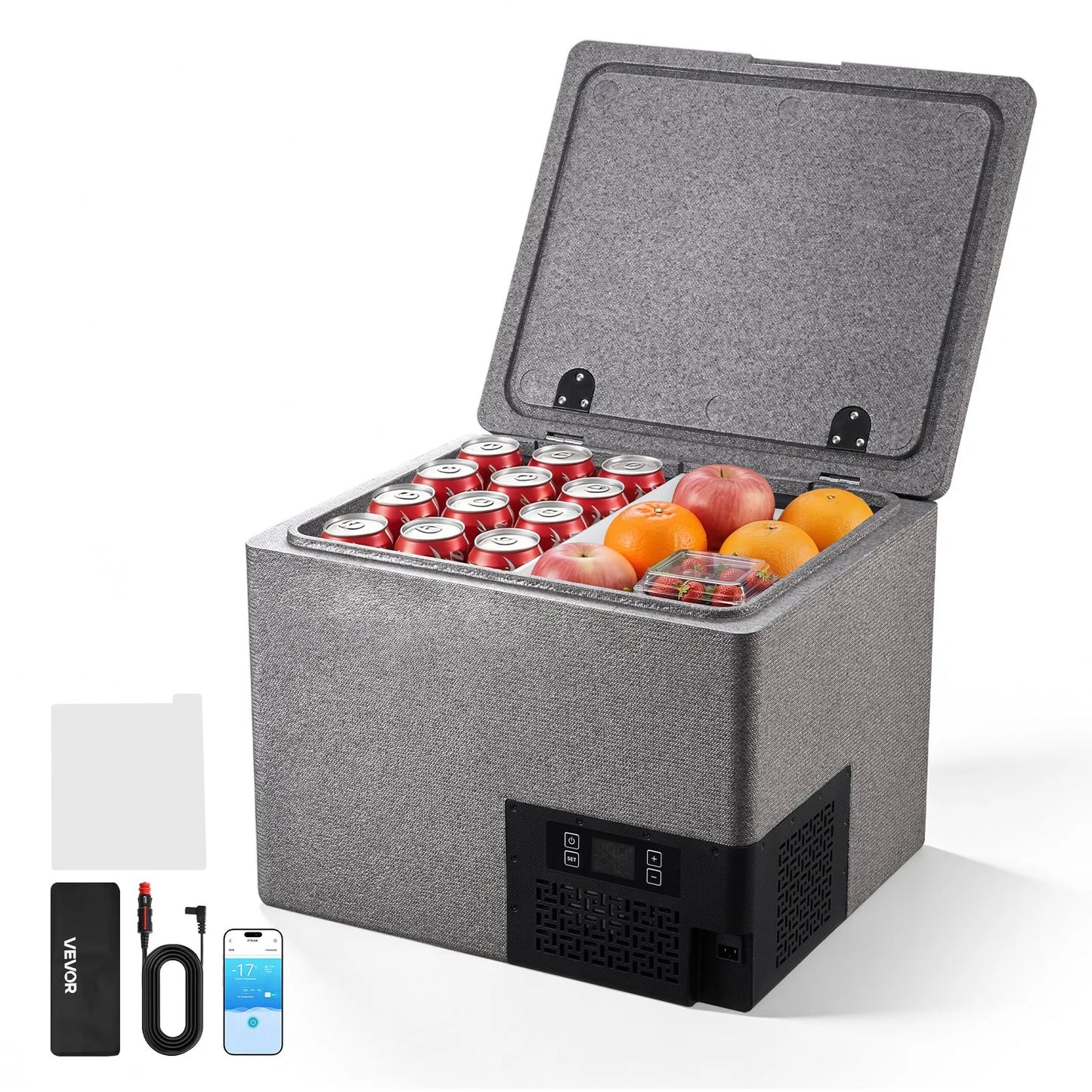 Frigider Auto Portabil cu Compresor 40L 12V 24V - Control prin Aplicatie, Ultra Usor EPP, Congelare -10 C pentru Camping, ATV, Camper, Rulota si