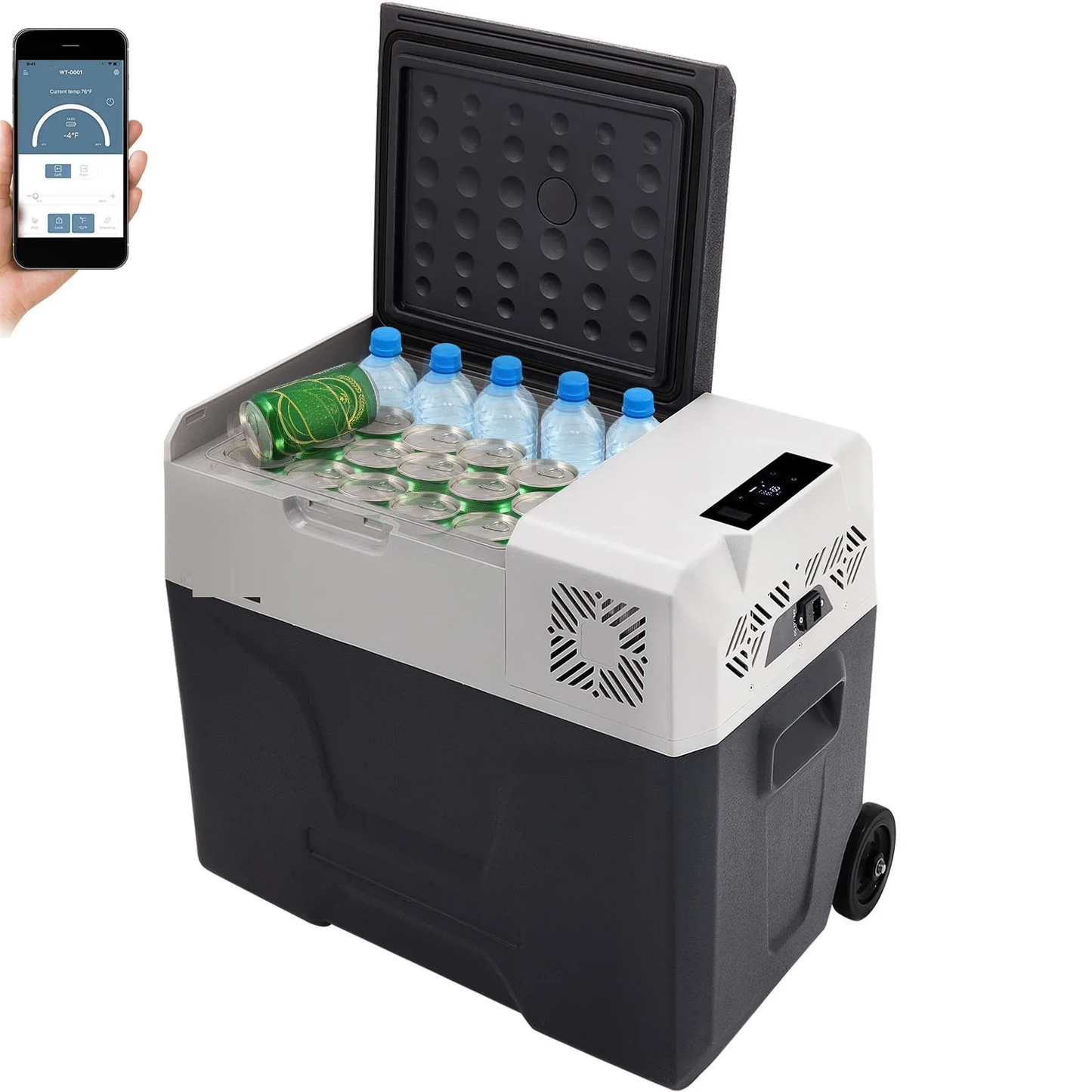 Frigider Auto Portabil cu Compresor 50L 12V 24V 230V - Ladă Frigorifică Auto pentru Camping, ATV, UTV, Rulotă și Camion