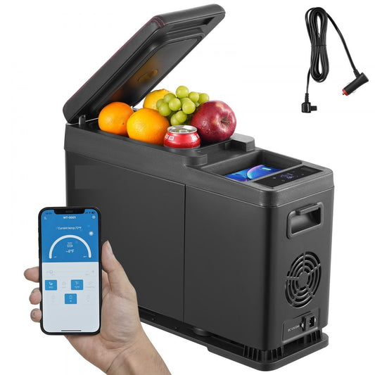 Frigider Auto tip Cotiera Portabil cu Compresor 8L 12V 24V 230V - Congelare -20 C, Control Bluetooth, Zonă Unică
