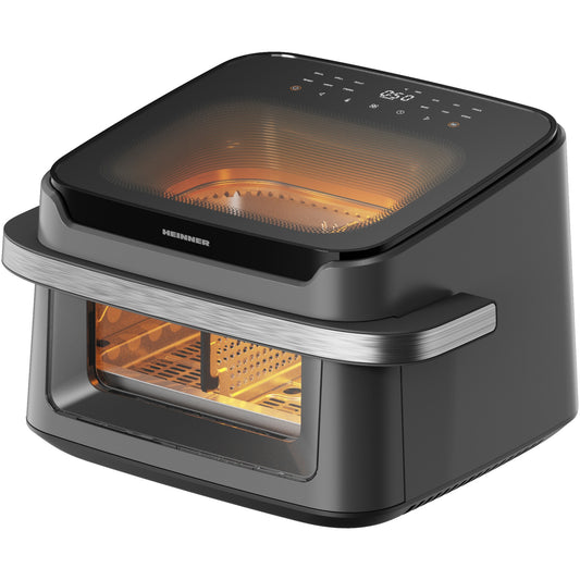 Friteuza cu aer cald Heinner AirBake Revolution, 2200W, capacitate 10l, tehnologie circulare rapida a aerului, cavitate metalica, 2 ferestre