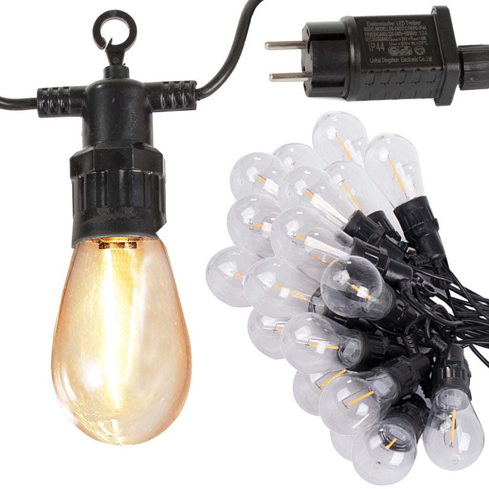 Ghirlanda 20 metri cu 20 becuri, cablu 6m, 220V IP44, iluminare terasa, gradina