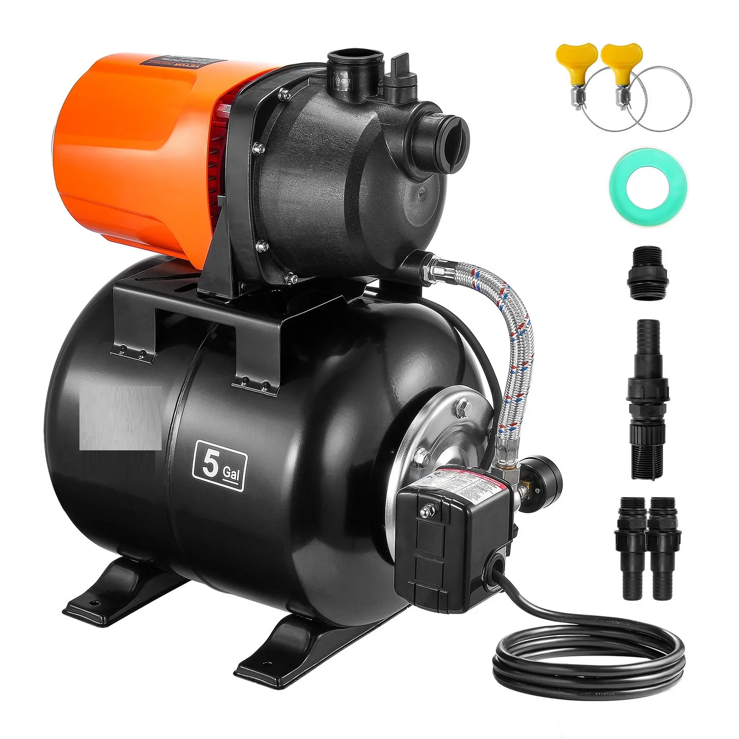 Hidrofor 1 CP (750W) cu Vas de Expansiune 19L - Pompă de Apă Automată 3700 L h pentru Puțuri, Fântâni și Irigații