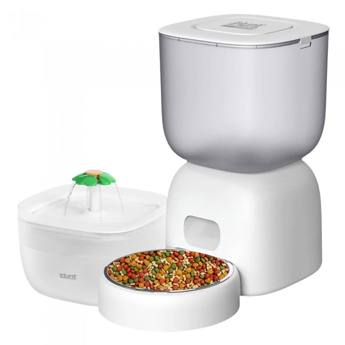 iHunt Smart Pet Care Pack, Hranitor automat 3L si fantana apa 2L pentru animale de companie   fantana apa