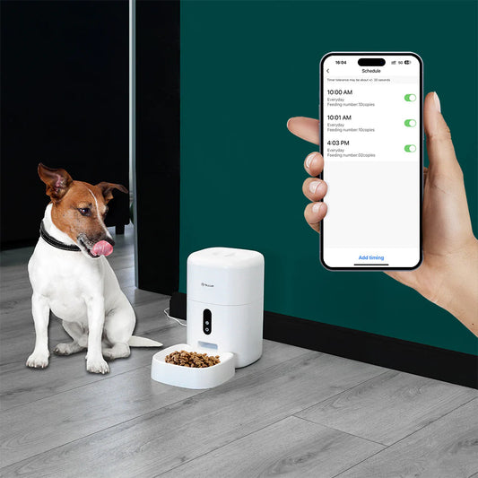 Hranitor inteligent pentru animale de companie cu camera video , aplicatie telefon, WiFi, camera UltraHD, 4L, alb, pisici, caini