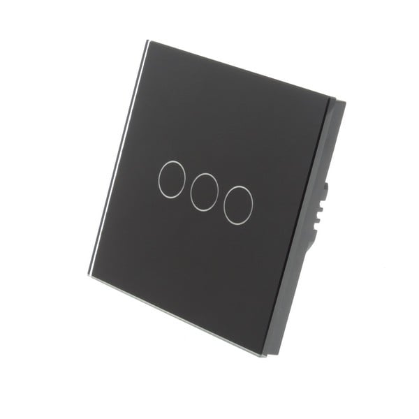 Intrerupator cu touch + Wifi + RF Aplicatie pe telefon 3 Butoane Negru