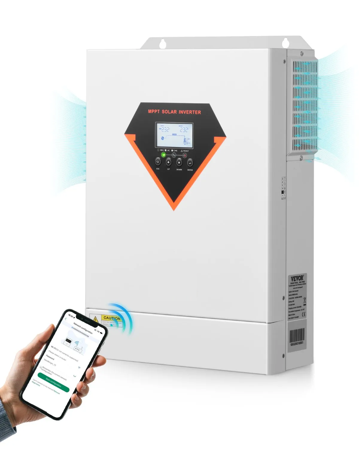 Invertor solar hibrid 6000W, MPPT 120A, unda sinus pura, 230V - pentru sisteme fotovoltaice off-grid