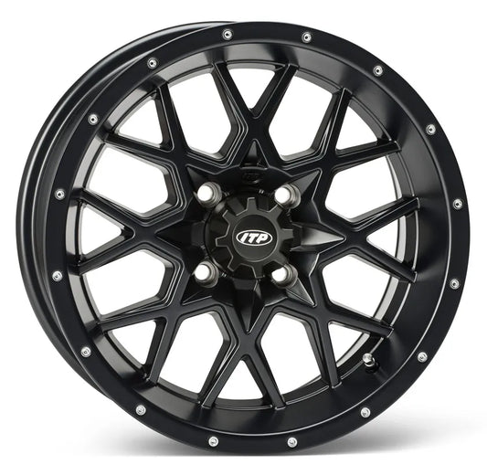 Jante Polaris R14, 4x156   4x157, Jantă ATV UTV ITP Hurricane 14 7, 4 156, offset 4+3, neagră mată