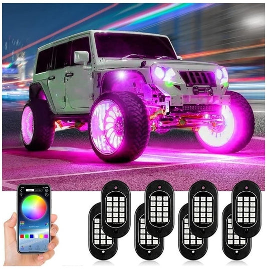 Kit lumini sub masina, Rock Lights, 8 module, cu aplicatie telefon si telecomanda , Maverick, Rzr, Can am, Polaris, Cf Moto, Segway