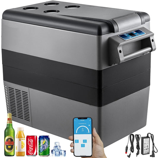 Ladă Frigorifică Auto cu Compresor 55Litri 12V 24V 220V, Control prin Aplicație, -20 C, Frigider Auto Portabil pentru Camping și Off-Road